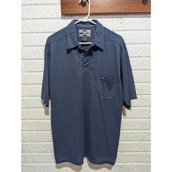 ExOfficio Men's Blue Mesh Short-Sleeve Polo Style Shirt Size L - Picture 1 of 7